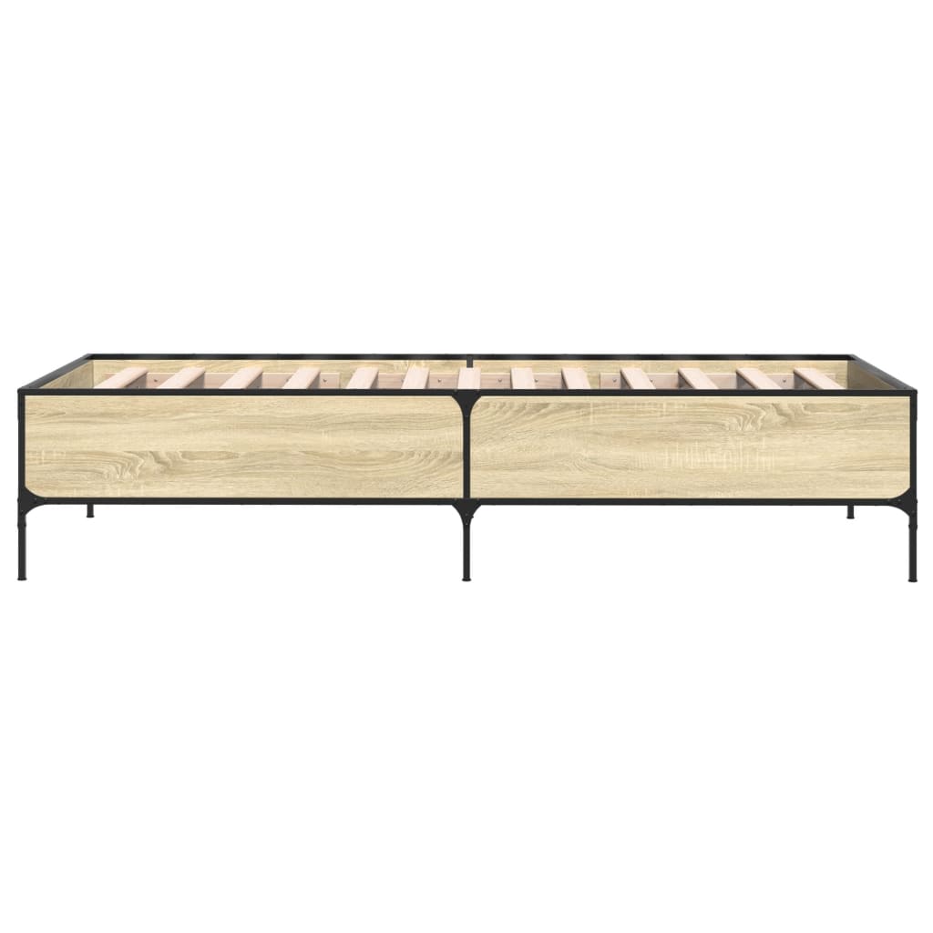 sengeramme 90x200 cm konstrueret træ og metal sonoma-eg