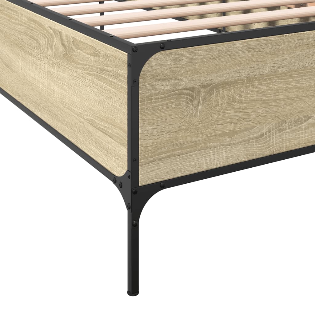 sengeramme 90x200 cm konstrueret træ og metal sonoma-eg