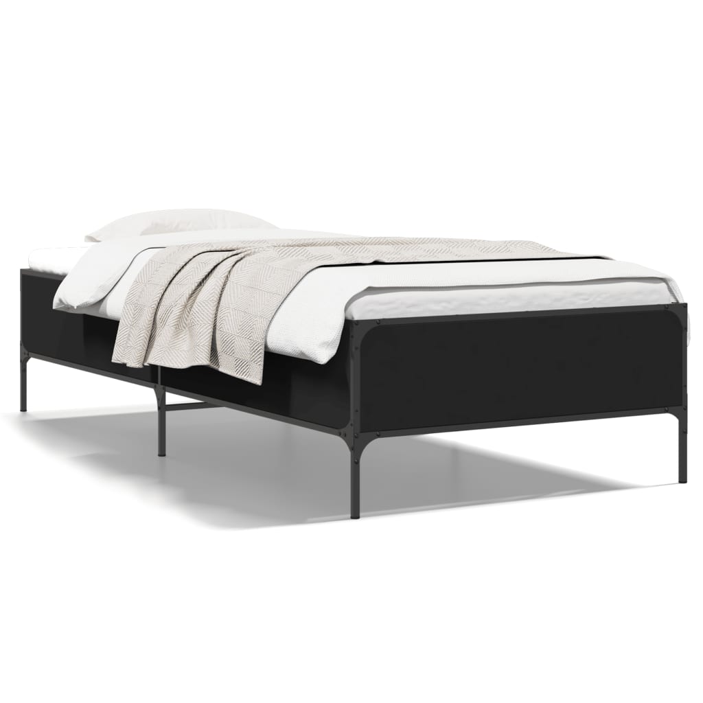 sengeramme 90x190 cm konstrueret træ og metal sort