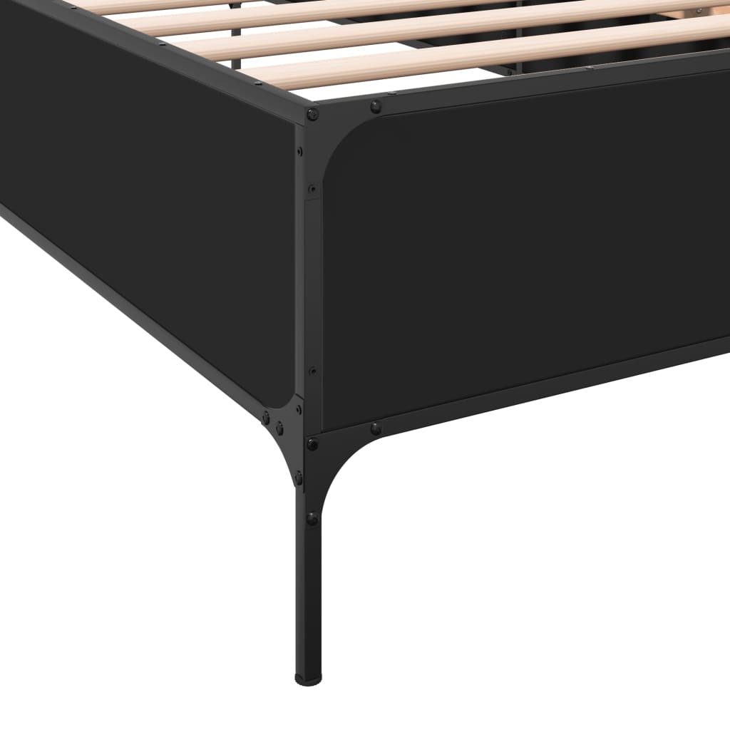 sengeramme 90x190 cm konstrueret træ og metal sort