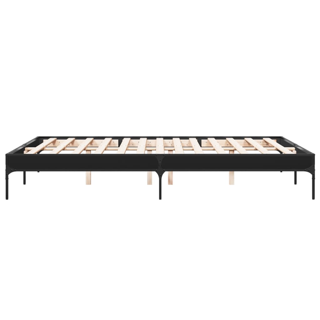 sengestel 140x200 cm konstrueret træ og metal sort