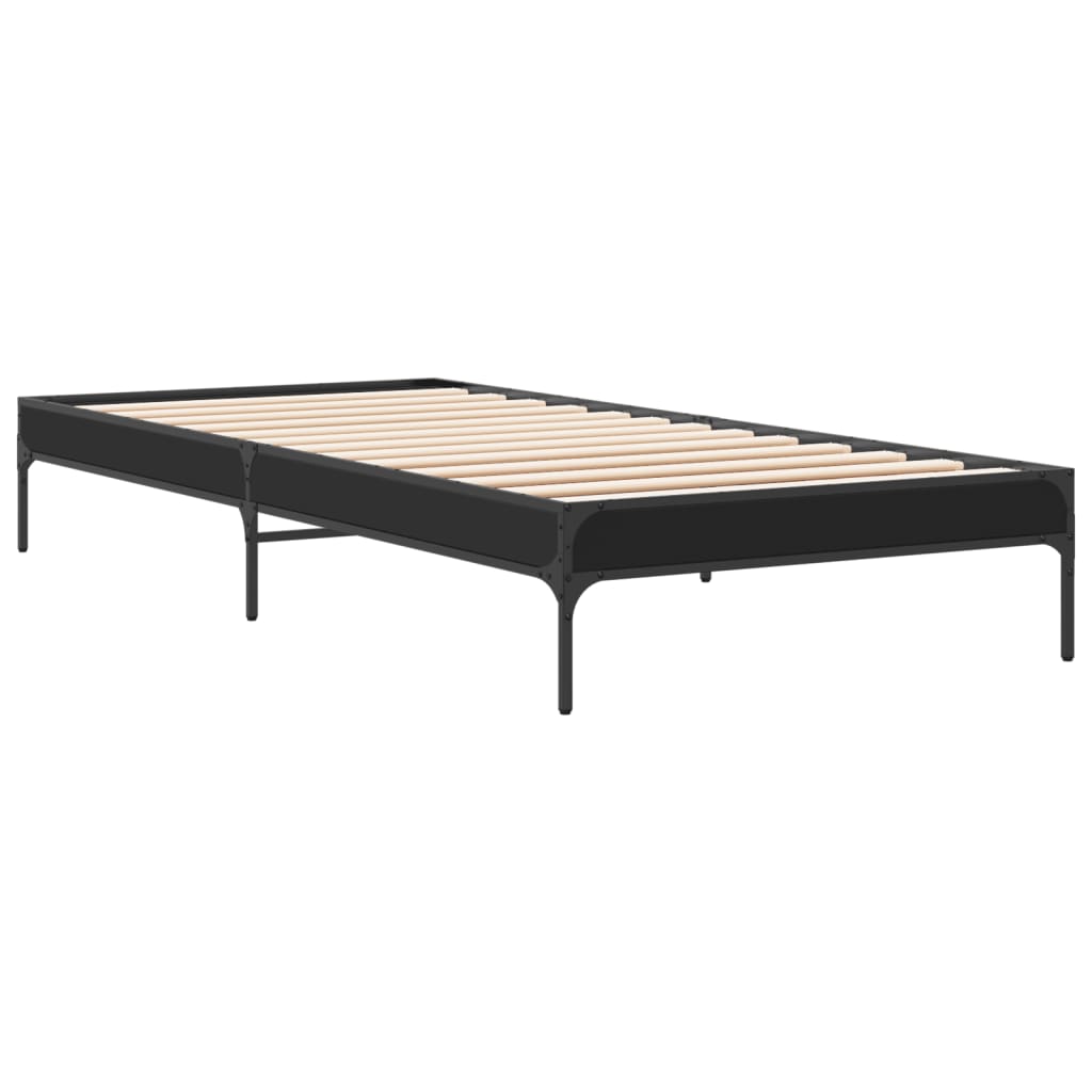 sengeramme 90x200 cm konstrueret træ og metal sort