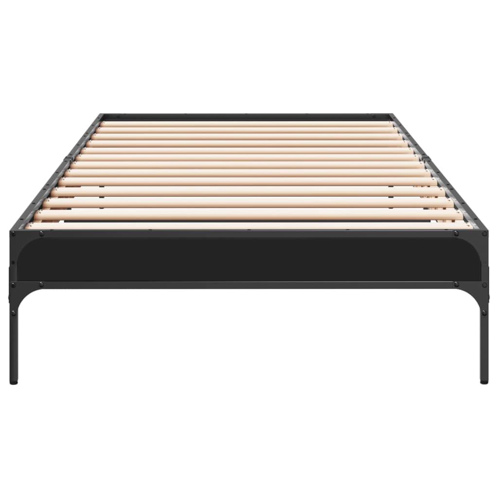 sengeramme 90x200 cm konstrueret træ og metal sort