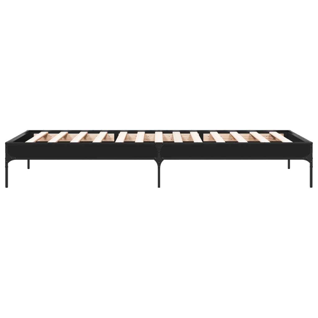 sengeramme 90x200 cm konstrueret træ og metal sort