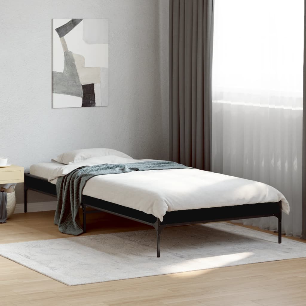 sengeramme 90x200 cm konstrueret træ og metal sort