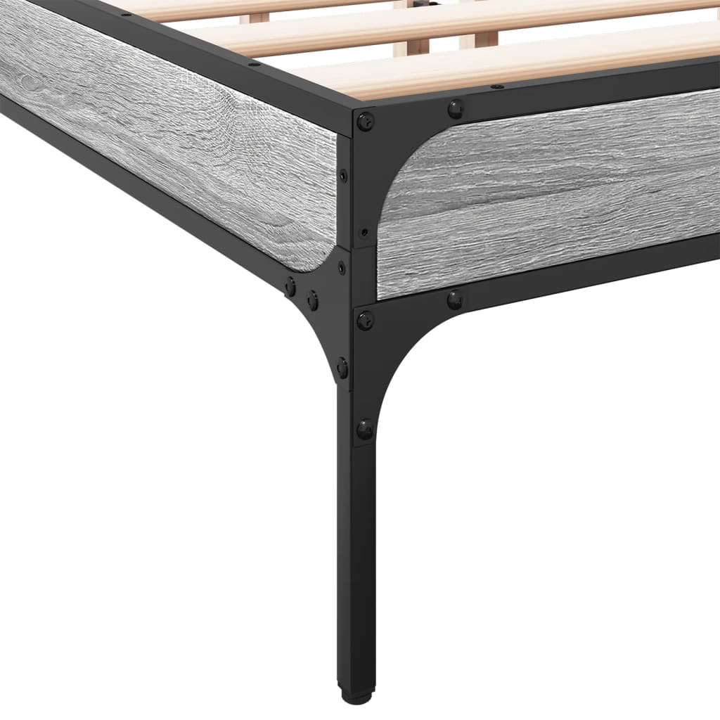 sengestel 140x190 cm konstrueret træ og metal grå sonoma-eg
