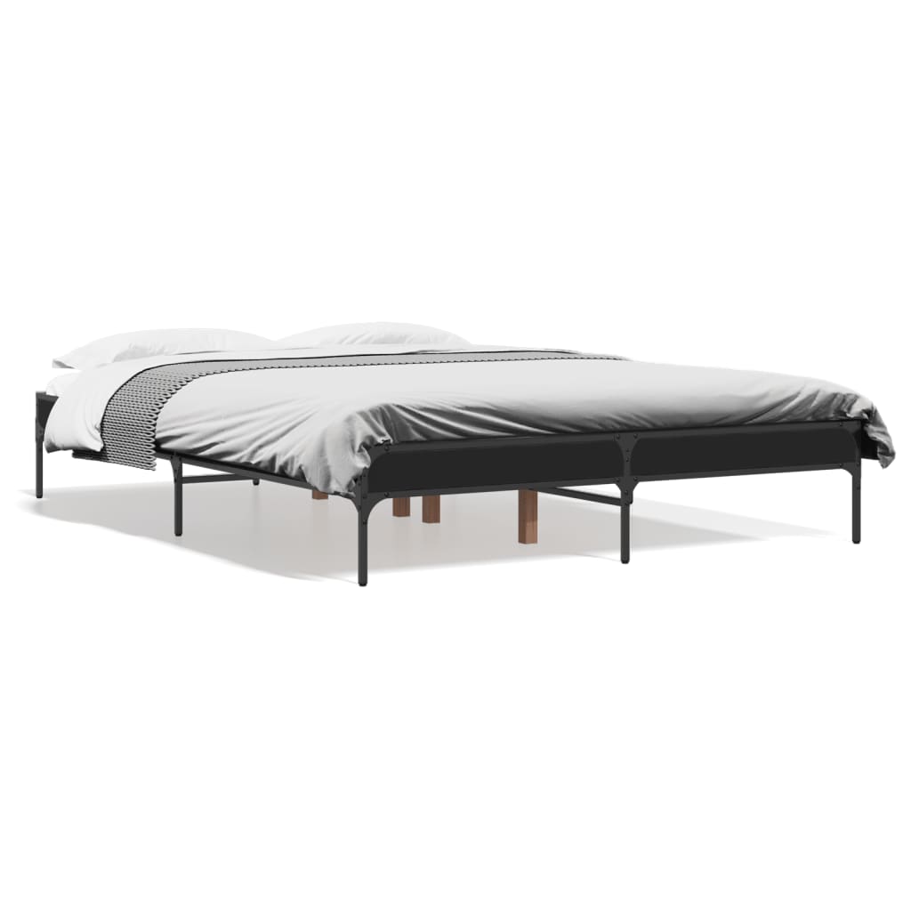 sengestel 135x190 cm konstrueret træ og metal sort