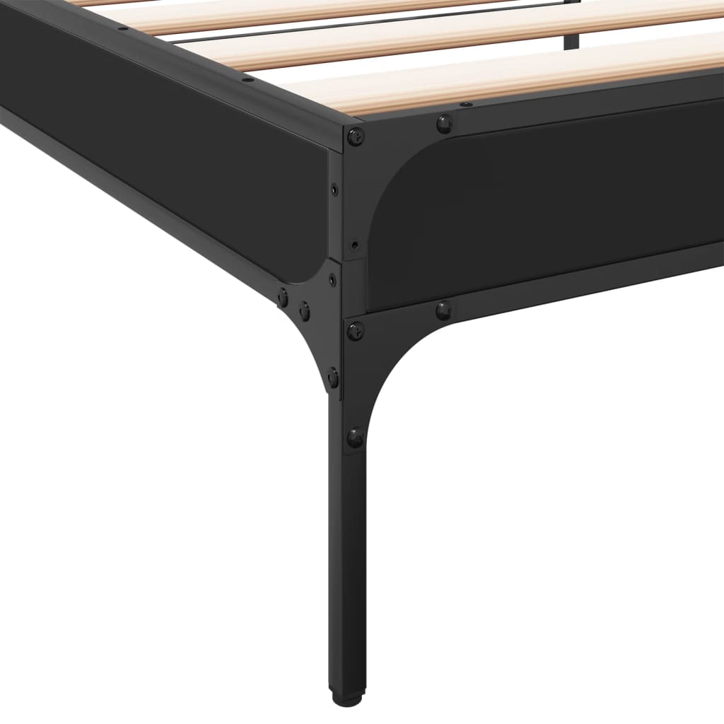 sengeramme 90x190 cm konstrueret træ og metal sort
