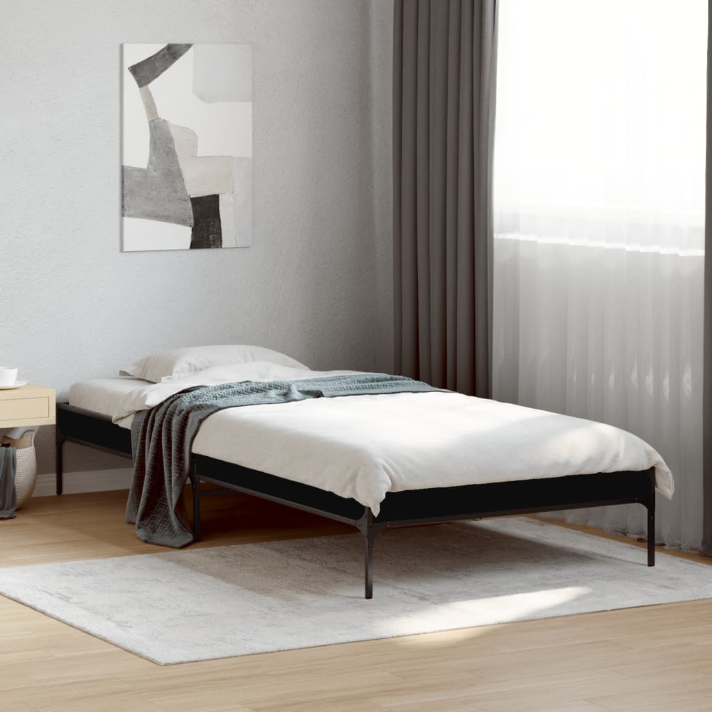 sengeramme 90x190 cm konstrueret træ og metal sort