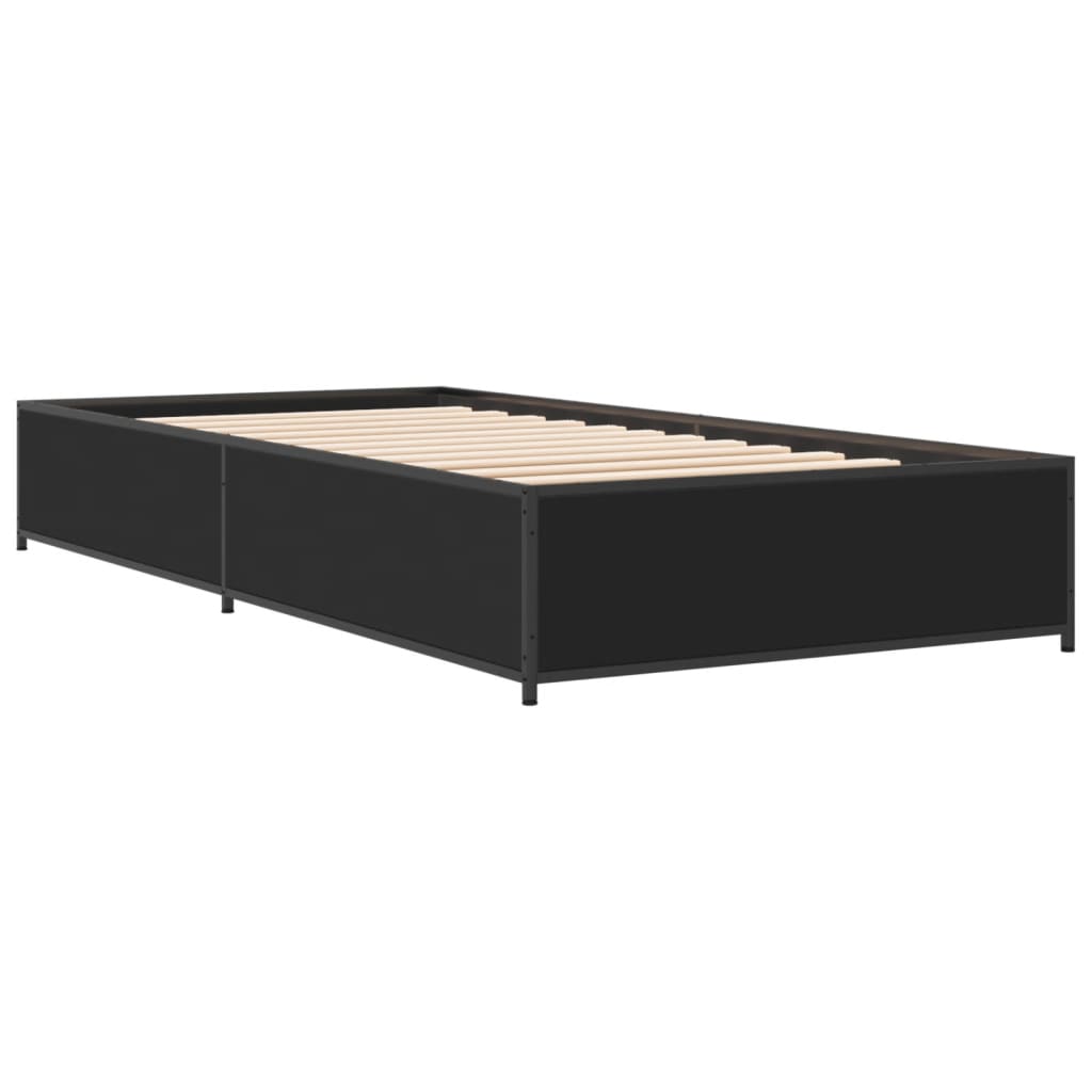 sengeramme 100x200 cm konstrueret træ og metal sort