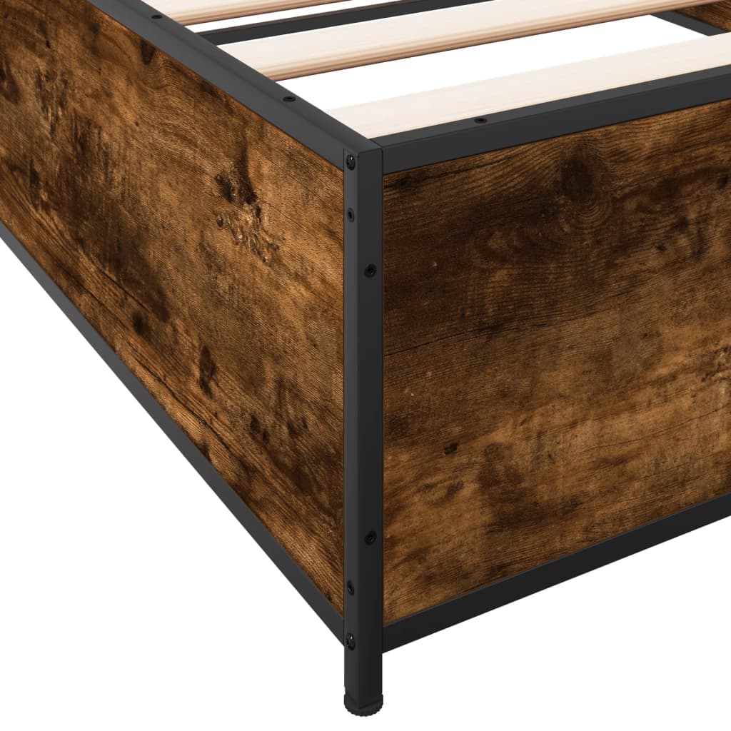 sengeramme 100x200 cm konstrueret træ og metal røget eg