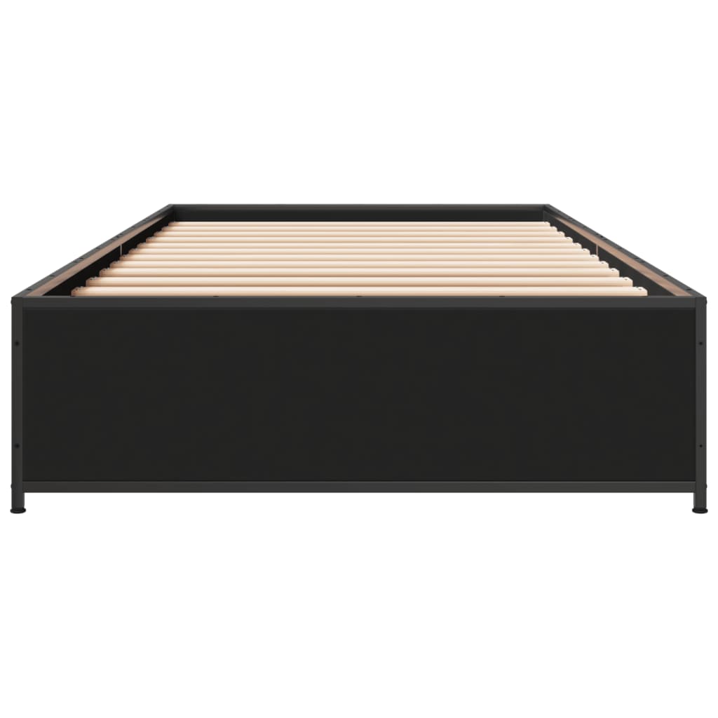 sengeramme 90x200 cm konstrueret træ og metal sort