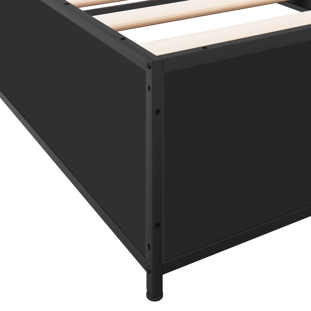 sengeramme 90x200 cm konstrueret træ og metal sort