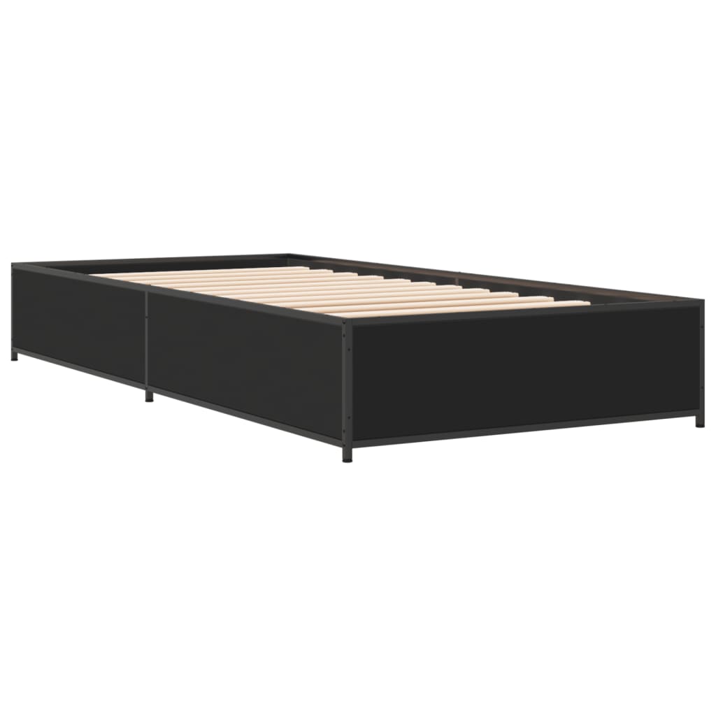 sengeramme 75x190 cm konstrueret træ og metal sort