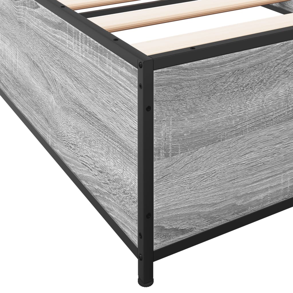 sengeramme 75x190 cm konstrueret træ og metal grå sonoma-eg