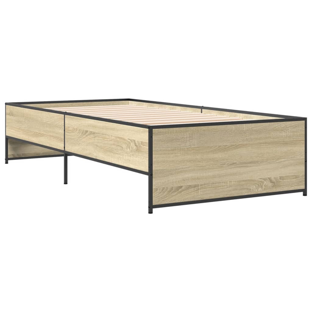 sengeramme 100x200 cm konstrueret træ og metal sonoma-eg