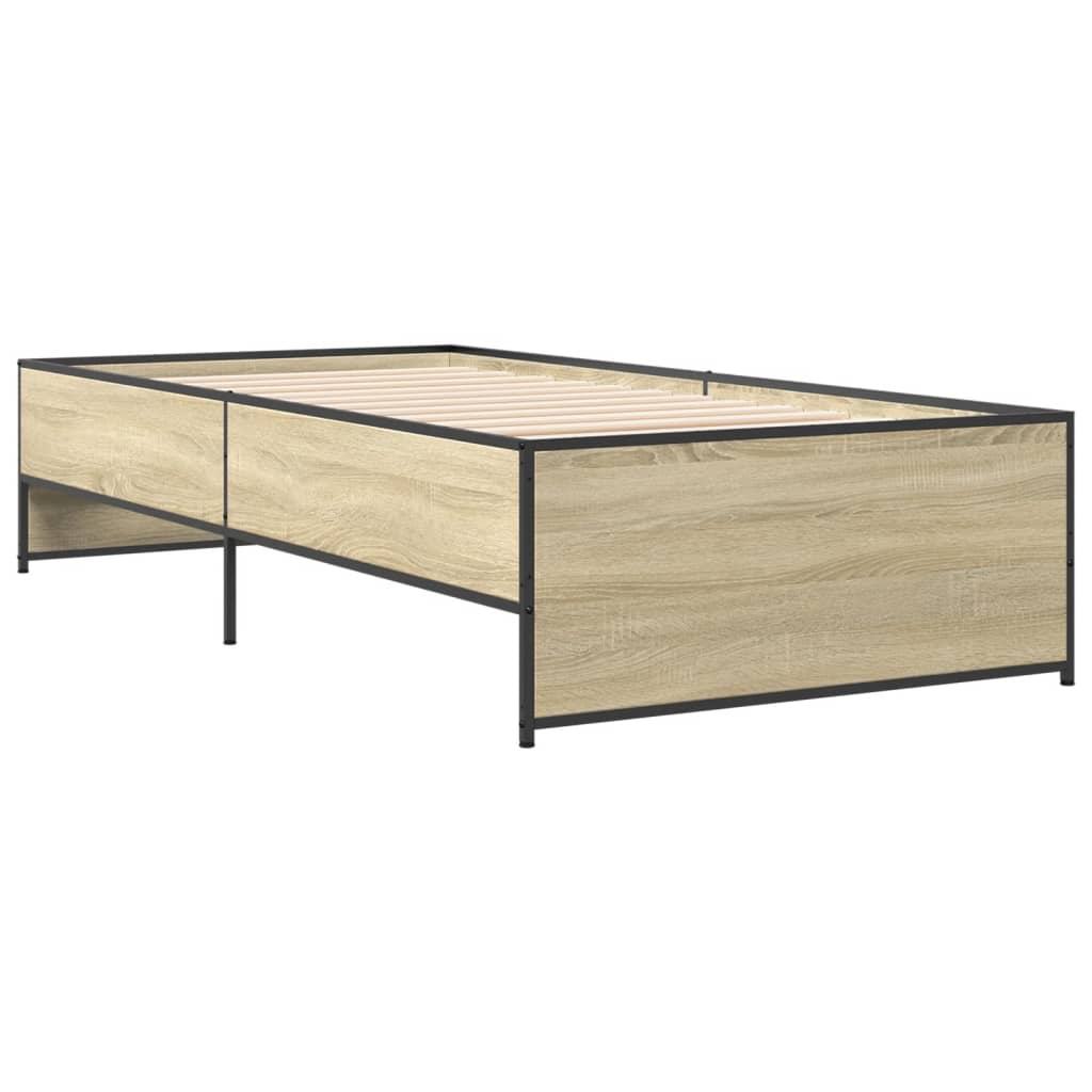 sengeramme 100x200 cm konstrueret træ og metal sonoma-eg