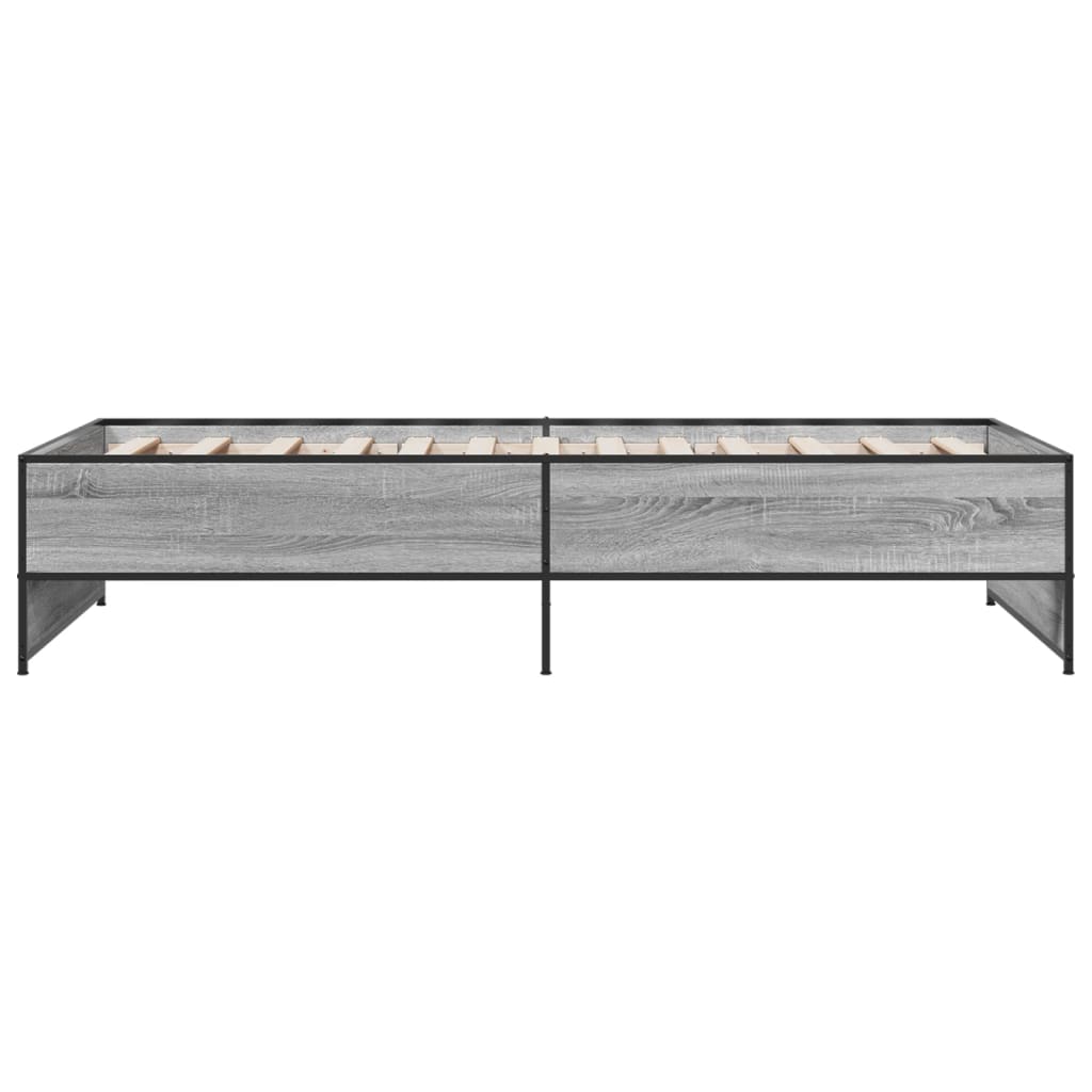 sengeramme 90x190 cm konstrueret træ og metal grå sonoma-eg