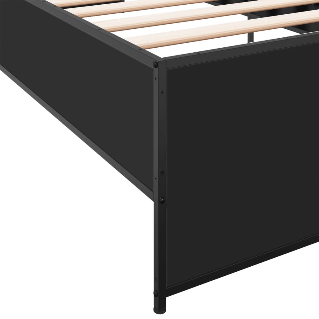 sengeramme 75x190 cm konstrueret træ og metal sort