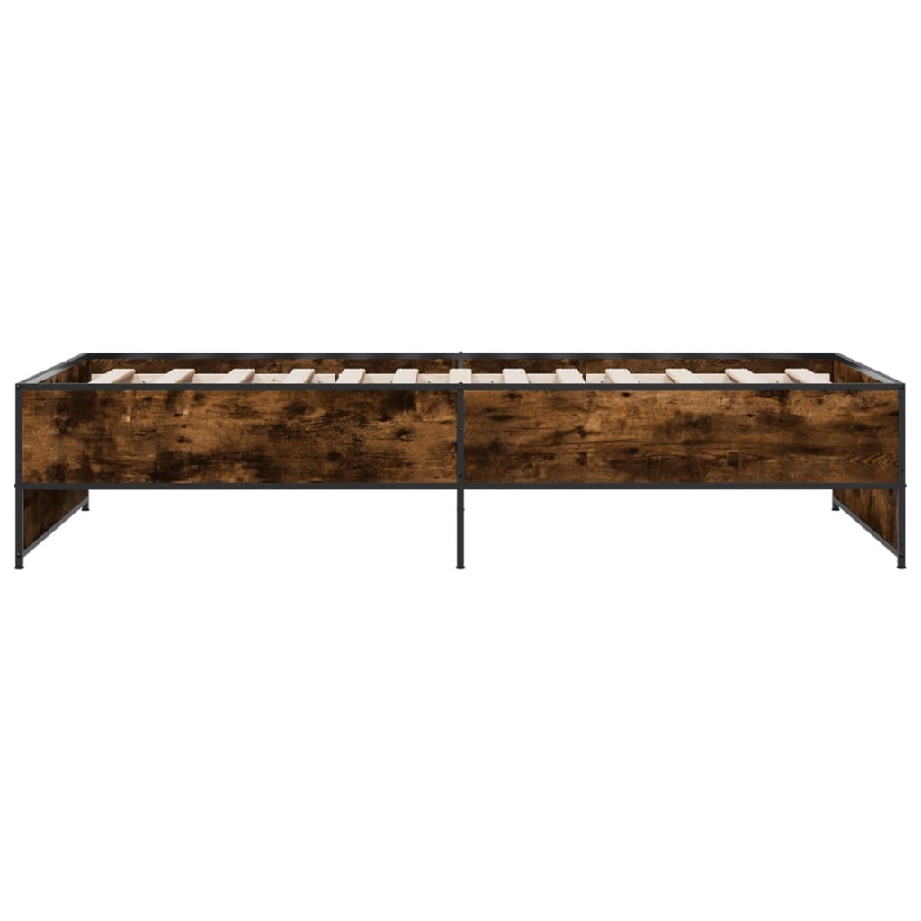 sengeramme 75x190 cm konstrueret træ og metal røget eg