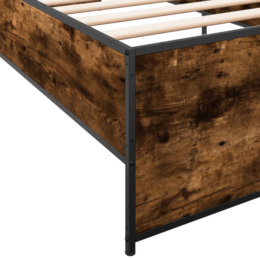 sengeramme 75x190 cm konstrueret træ og metal røget eg