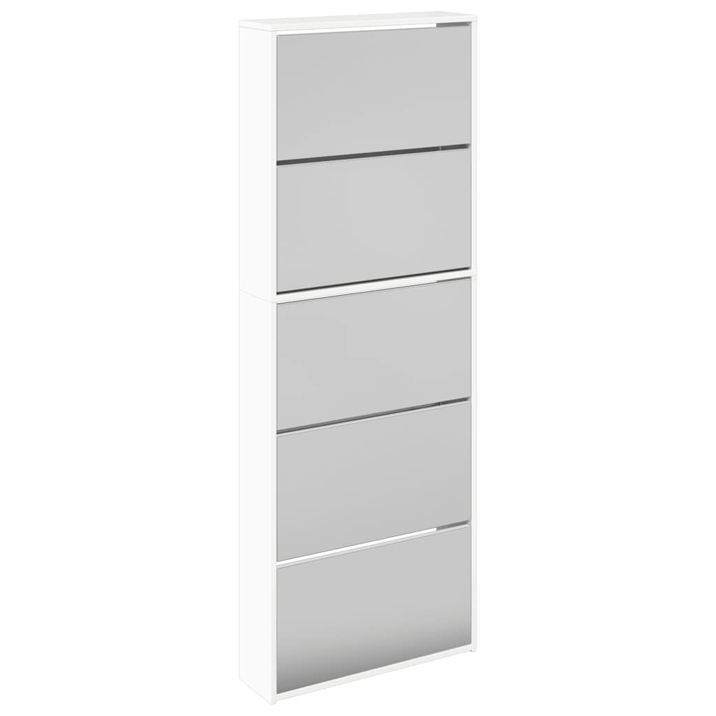 skoskab med spejl og 5 hylder 63x17x169,5 cm hvid højglans