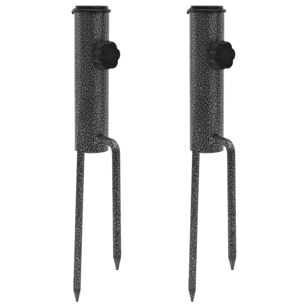 parasolholdere 2 stk. med jordspyd 9x35 cm galvaniseret stål billede
