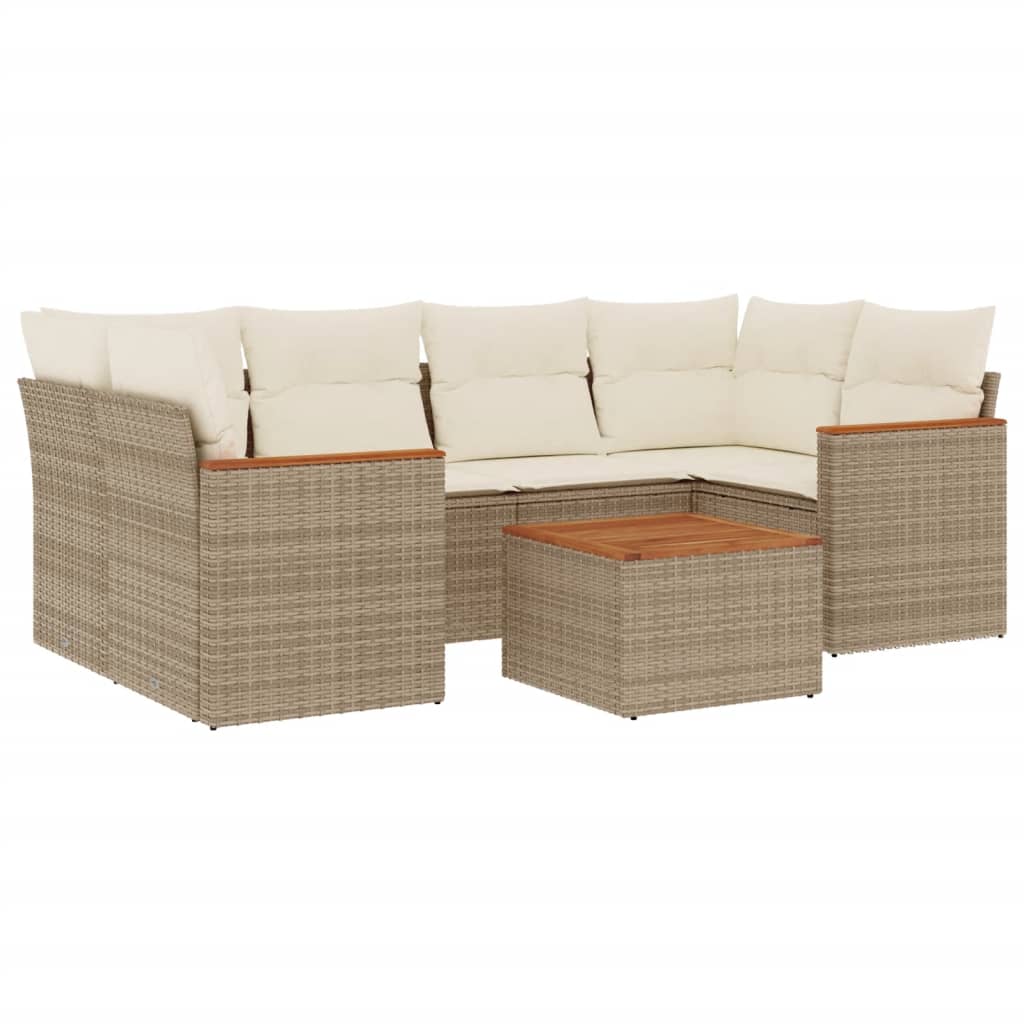 sofasæt til haven 7 dele med hynder polyrattan beige