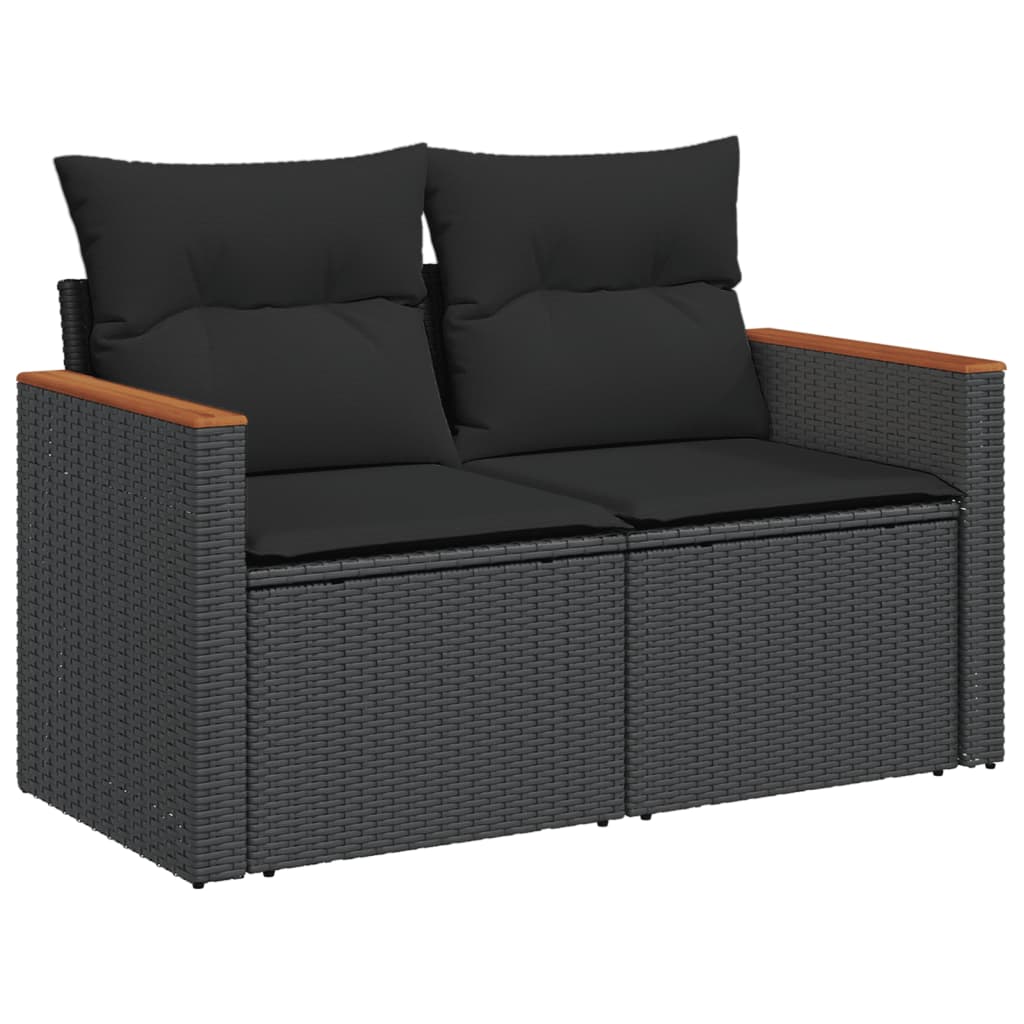sofasæt til haven 9 dele med hynder polyrattan sort