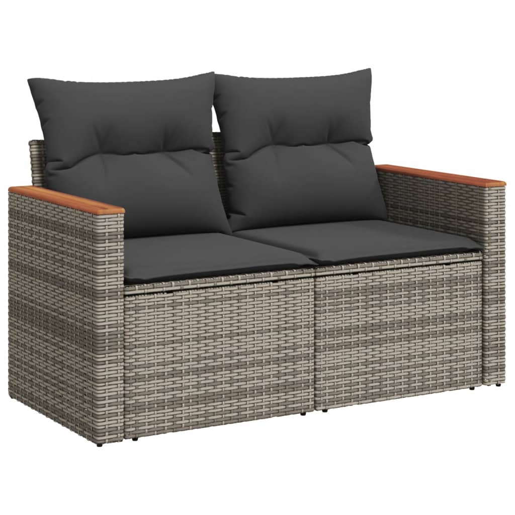 sofasæt 5 dele med hynder polyrattan grå