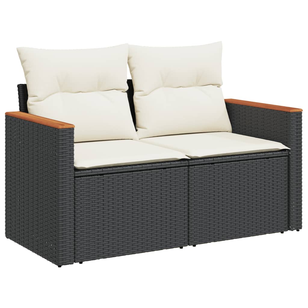 sofasæt til haven 8 dele med hynder polyrattan sort