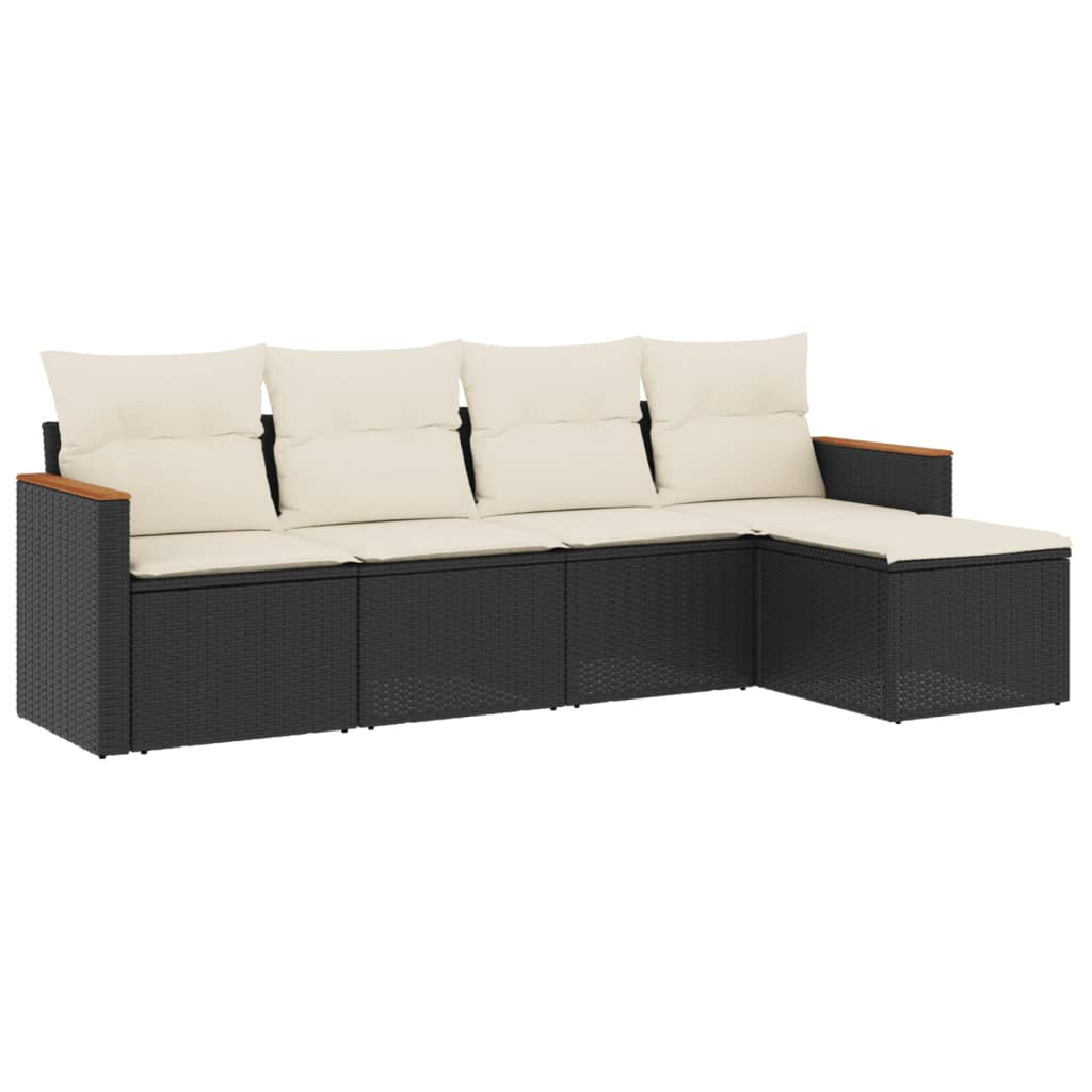 sofasæt til haven 5 dele med hynder polyrattan sort