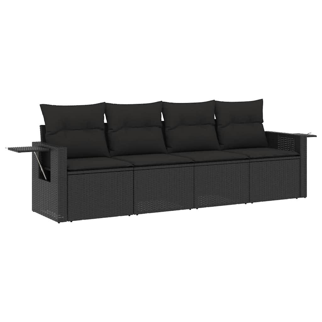 sofasæt til haven 4 dele med hynder polyrattan sort
