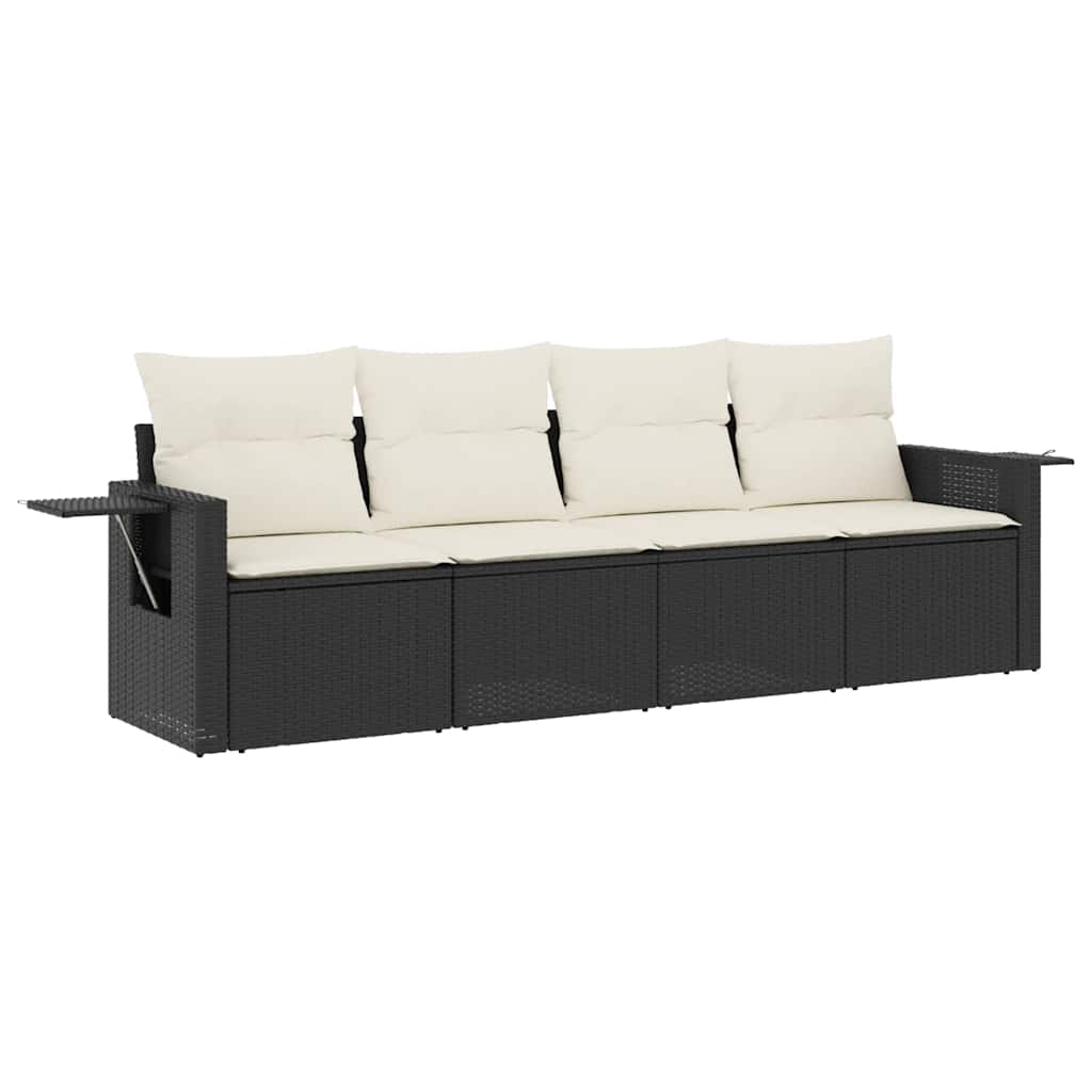 sofasæt til haven 4 dele med hynder polyrattan sort
