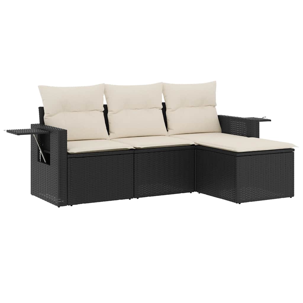 sofasæt til haven 4 dele med hynder polyrattan sort