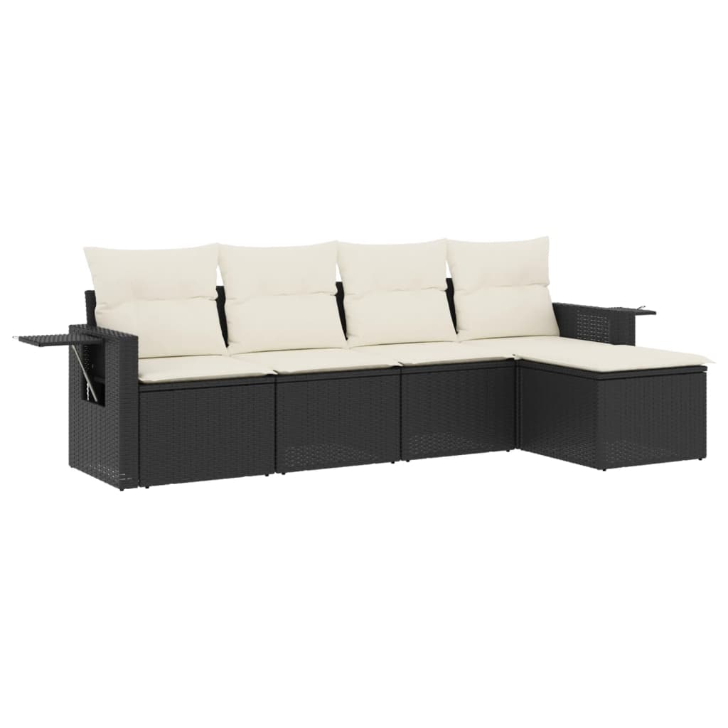 sofasæt til haven 5 dele med hynder polyrattan sort