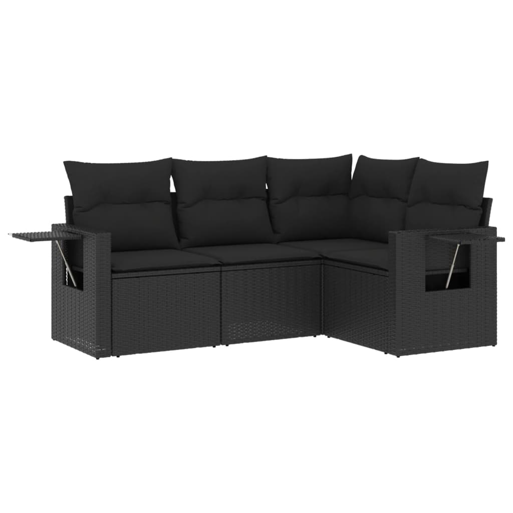 sofasæt til haven 4 dele med hynder polyrattan sort