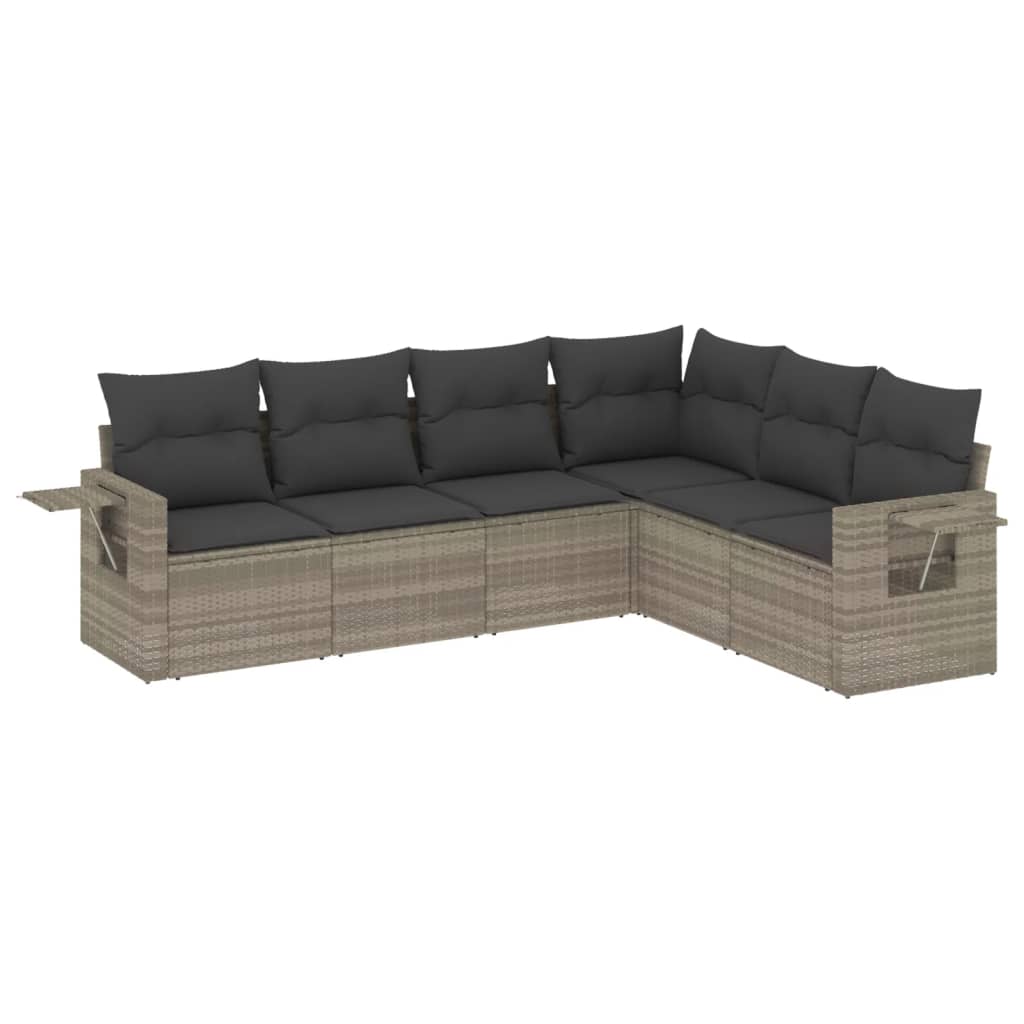 sofasæt til haven 6 dele med hynder polyrattan lysegrå