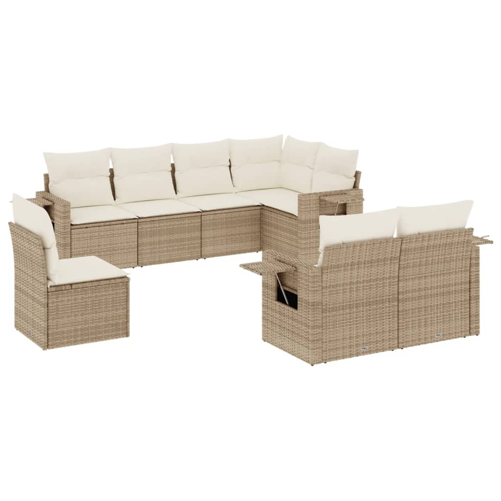 sofasæt til haven 8 dele med hynder polyrattan beige