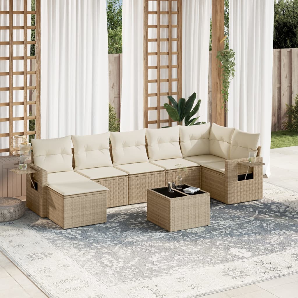 sofasæt til haven 8 dele med hynder polyrattan beige