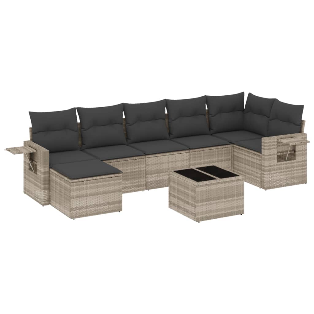 sofasæt til haven 8 dele med hynder polyrattan lysegrå