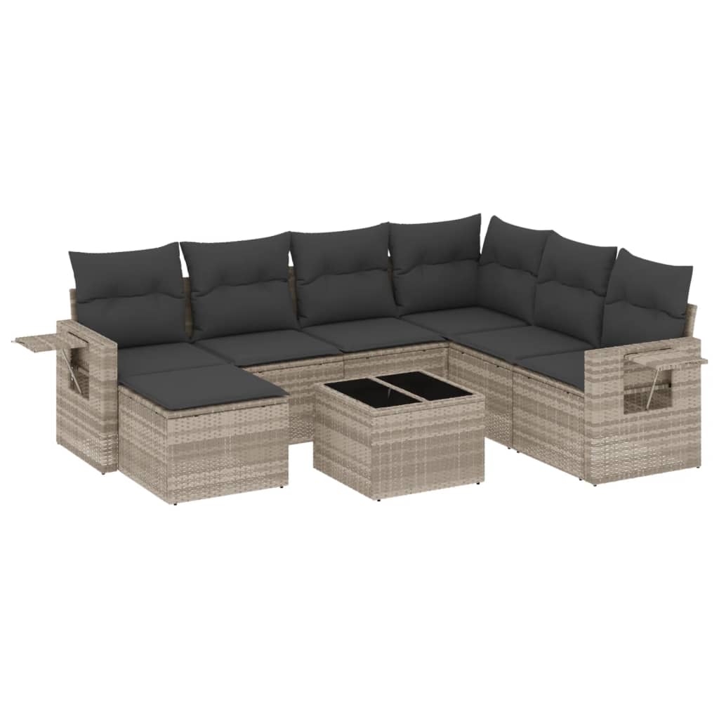 sofasæt til haven 8 dele med hynder polyrattan lysegrå