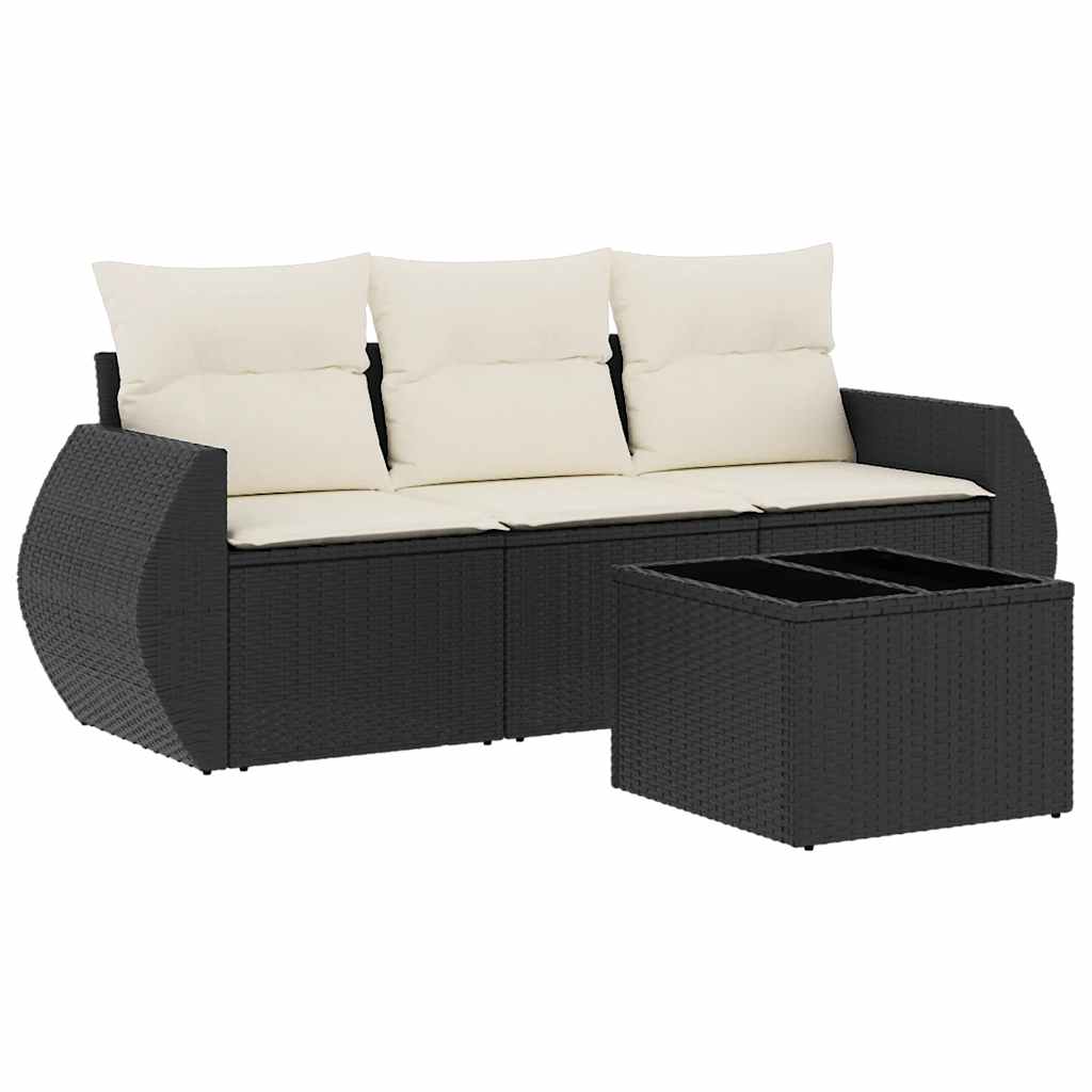 sofasæt til haven 4 dele med hynder polyrattan sort