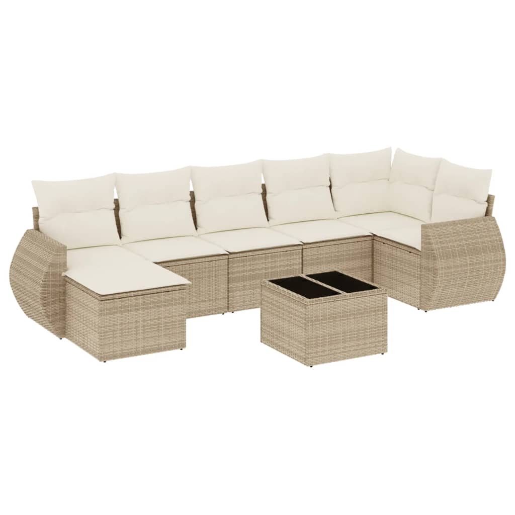 sofasæt til haven 8 dele med hynder polyrattan beige