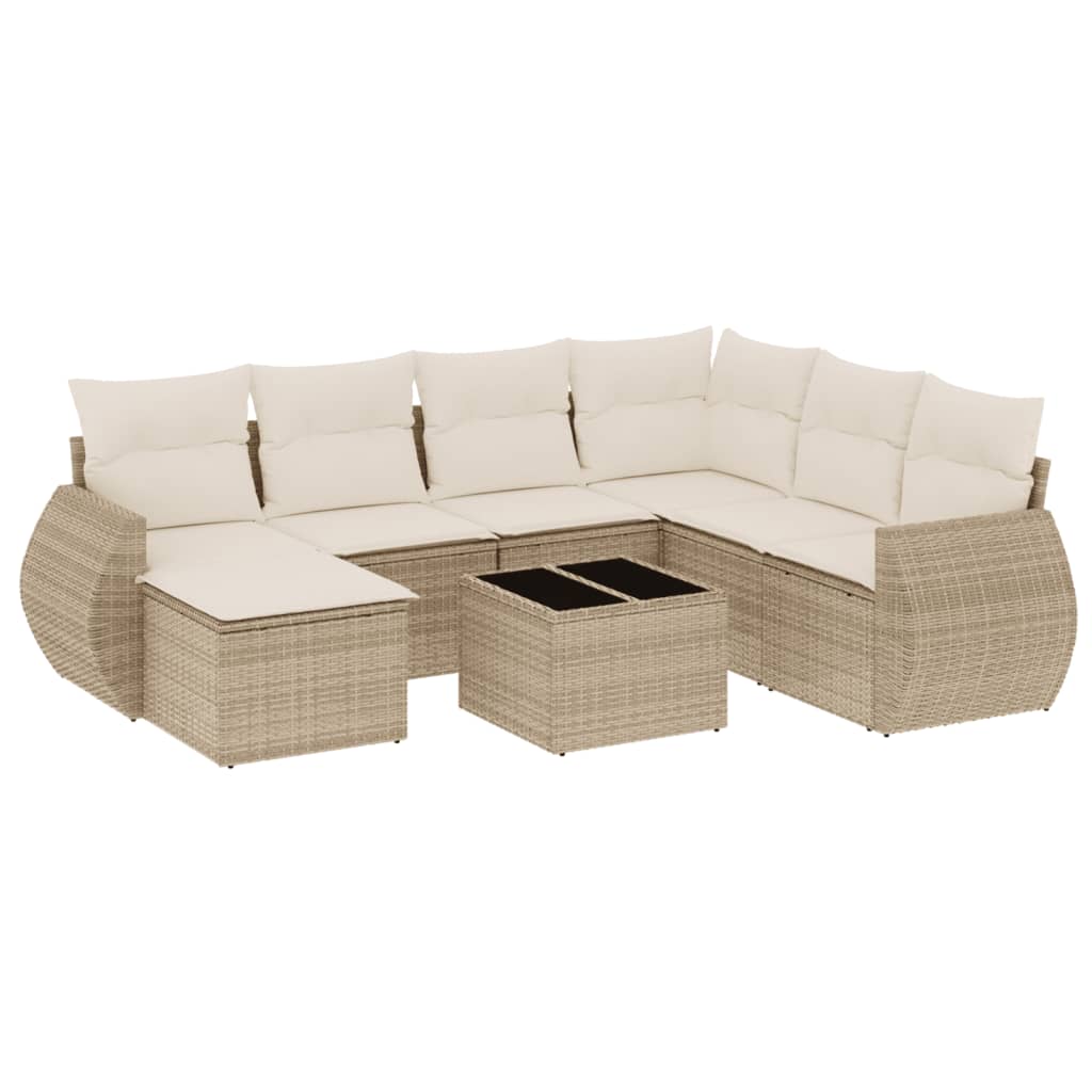 sofasæt til haven 8 dele med hynder polyrattan beige