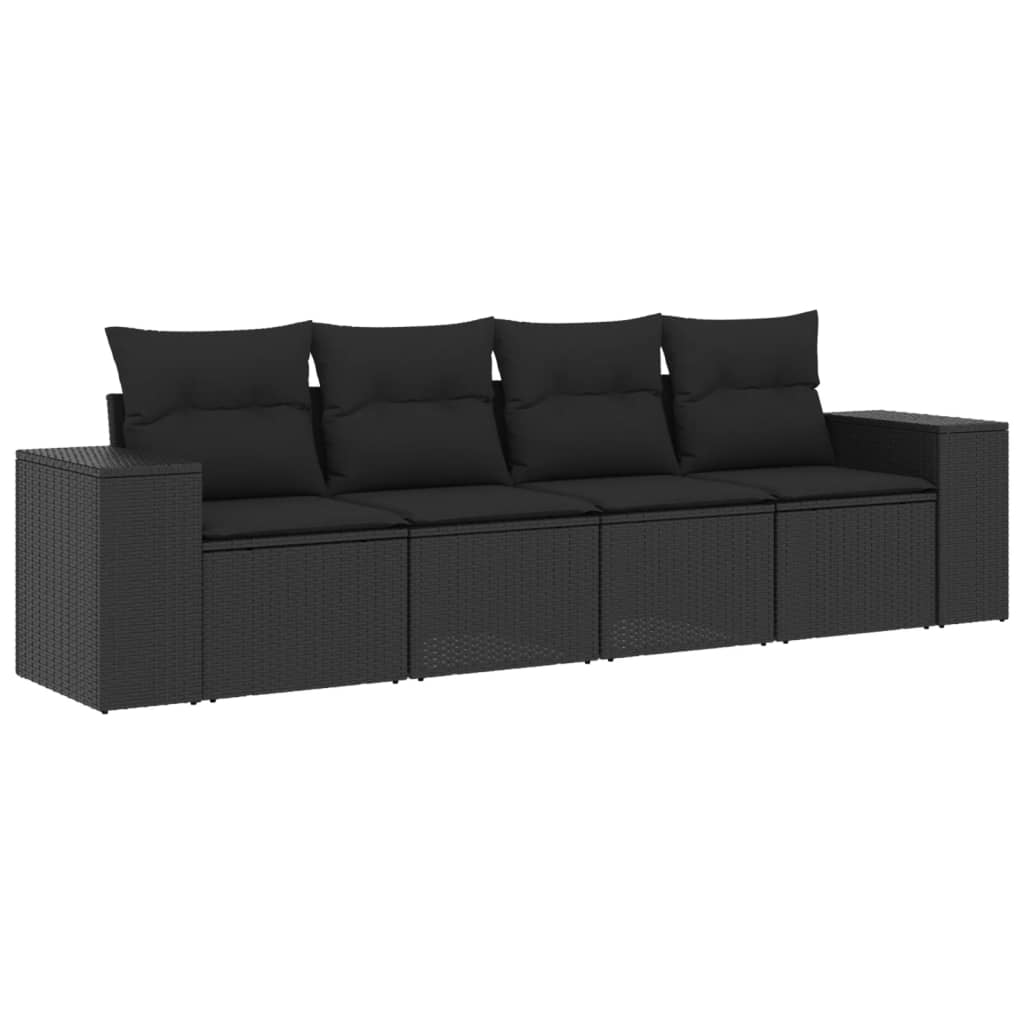 sofasæt til haven 4 dele med hynder polyrattan sort