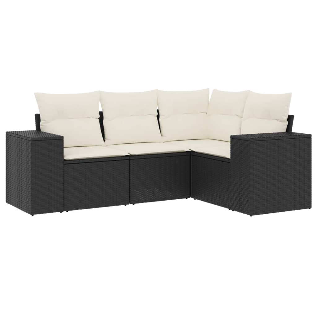 sofasæt til haven 4 dele med hynder polyrattan sort
