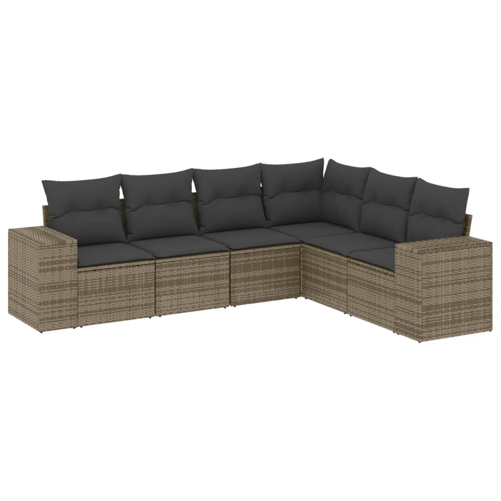 sofasæt til haven 6 dele med hynder polyrattan grå
