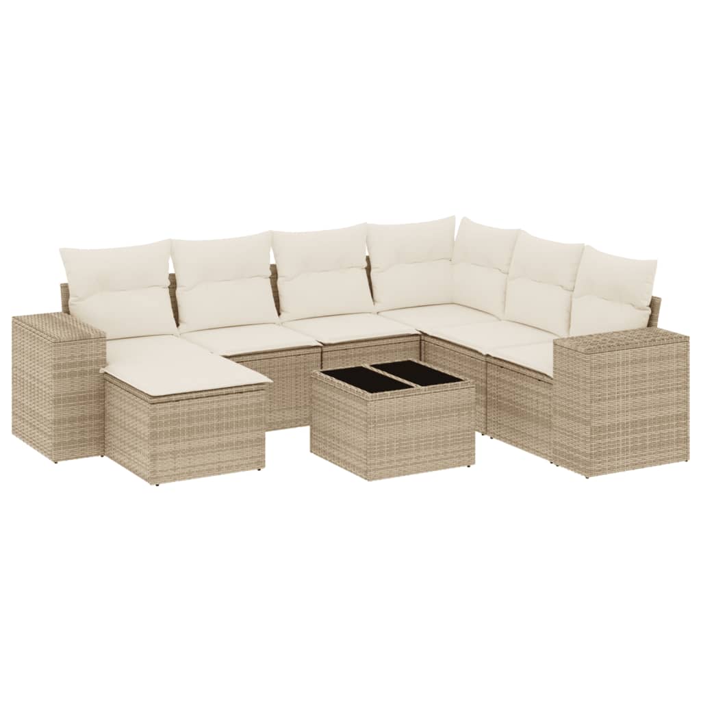 sofasæt til haven 8 dele med hynder polyrattan beige