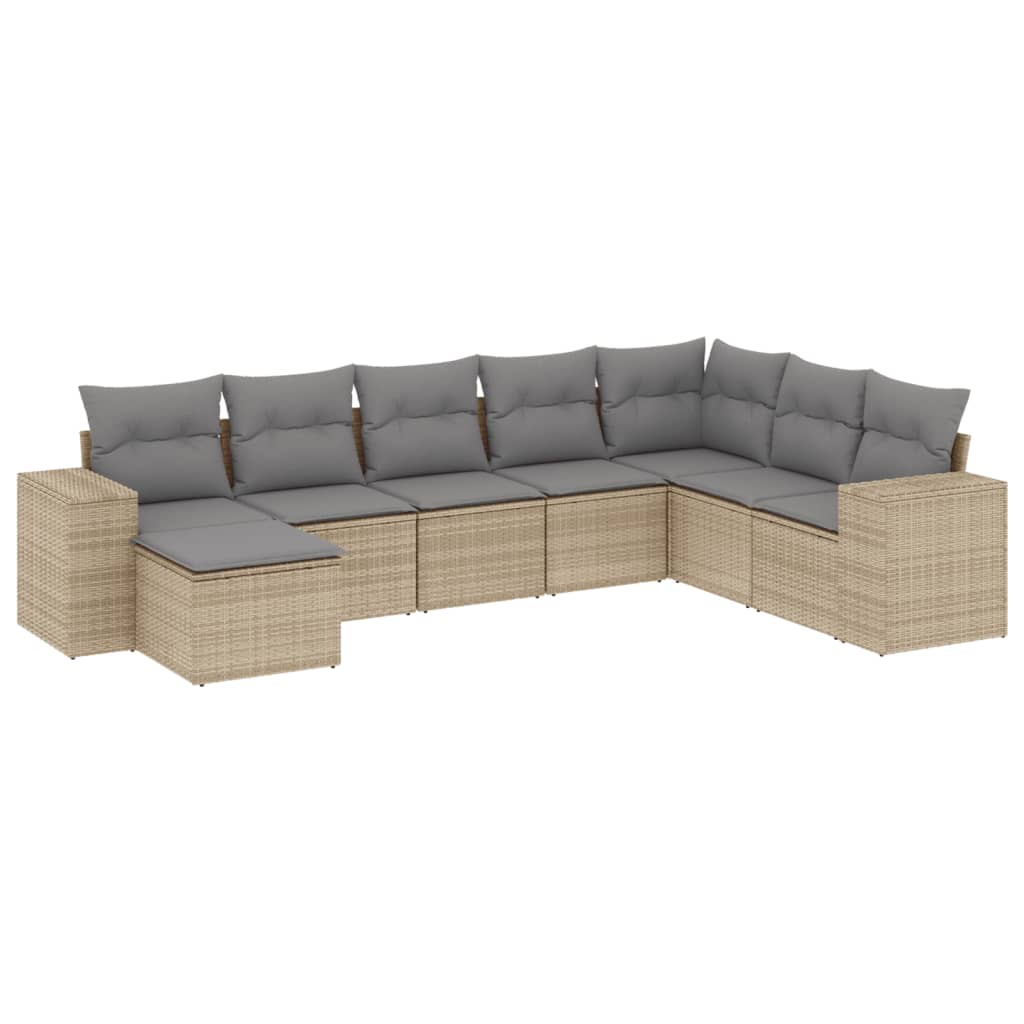 sofasæt til haven 8 dele med hynder polyrattan beige